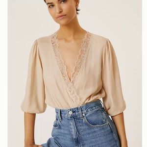 Anthropologie Deep-V Lace Top